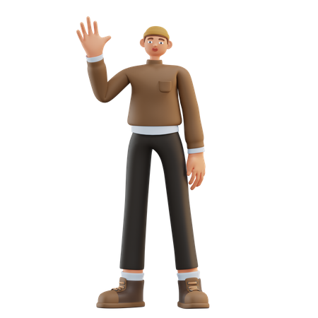 Man waiving hand 3D Illustration