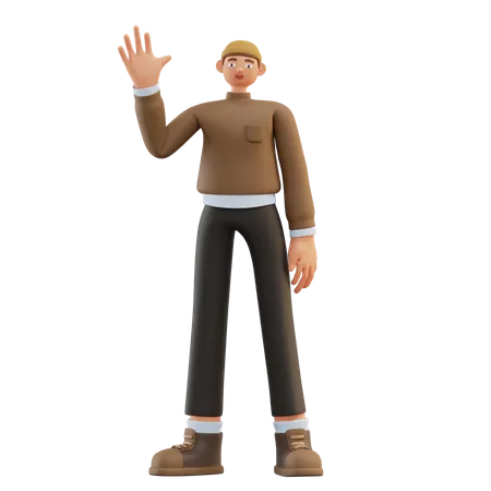 Man waiving hand  3D Illustration