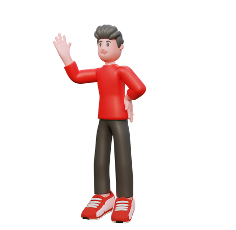 Man waiving his hand  3D Illustration