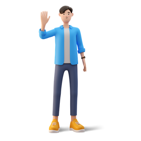 Man waiving his hand  3D Illustration