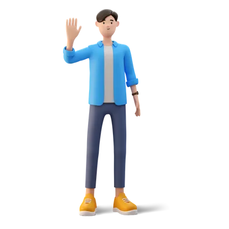 Man waiving his hand  3D Illustration