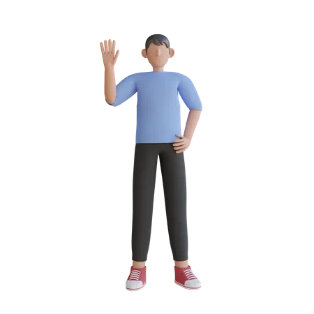 Man waiving his hand  3D Illustration