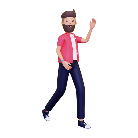 Man walking and saying hello  3D Illustration