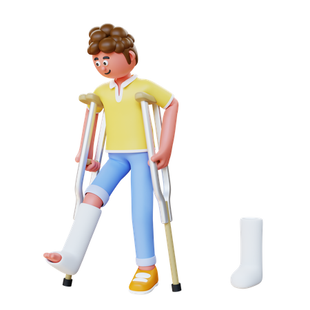 Man Walking With Crutches  3D Icon