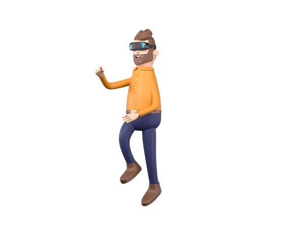 Man watching in VR  3D Illustration