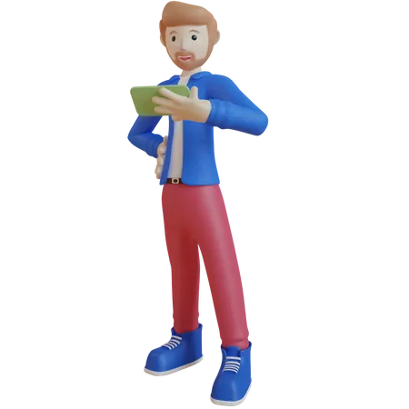 Man watching video on phone  3D Illustration