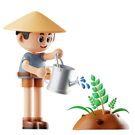 Man Water Plants  3D Icon