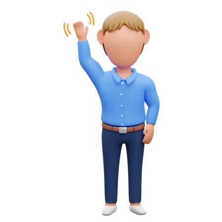 Man Waving  3D Illustration