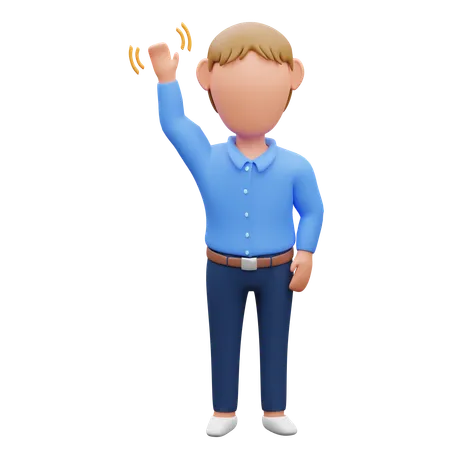 Man Waving  3D Illustration