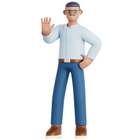 Man Waving Hand  3D Illustration