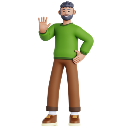 Man Waving Hand  3D Icon