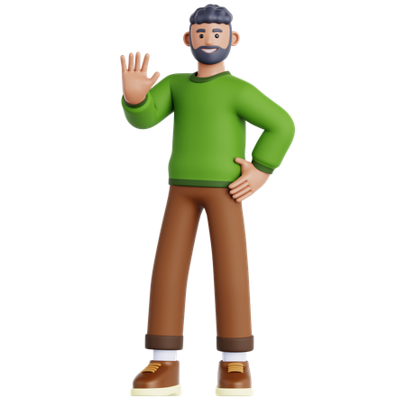 Man Waving Hand  3D Icon