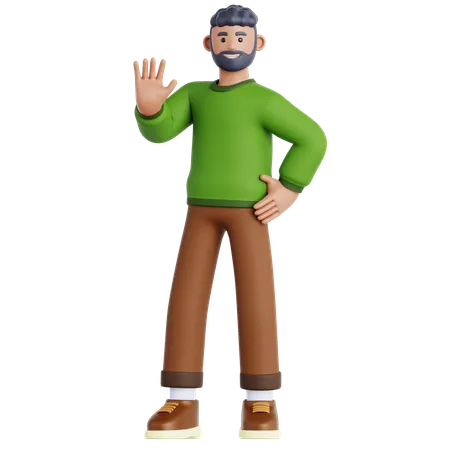 Man Waving Hand  3D Icon