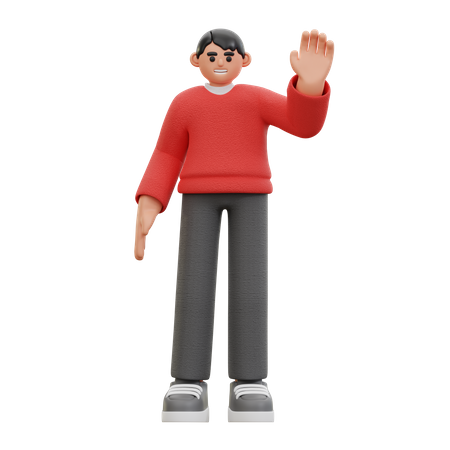 Man waving hand  3D Icon