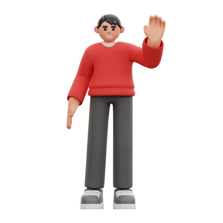 Man waving hand  3D Icon