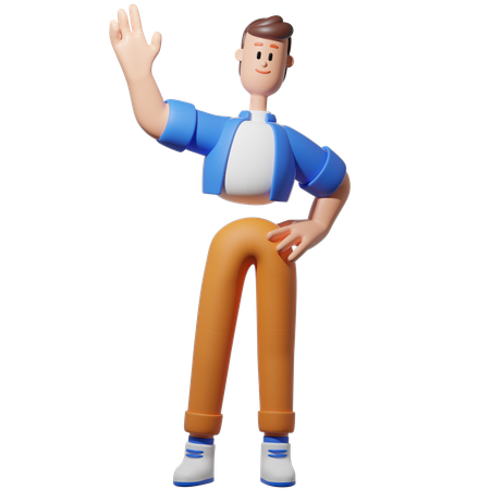 Man Waving Hand  3D Illustration