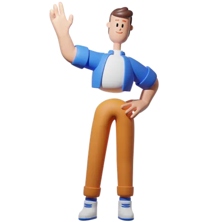 Man Waving Hand  3D Illustration