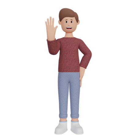 Man waving hand  3D Illustration