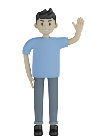 Man Waving Hand  3D Illustration