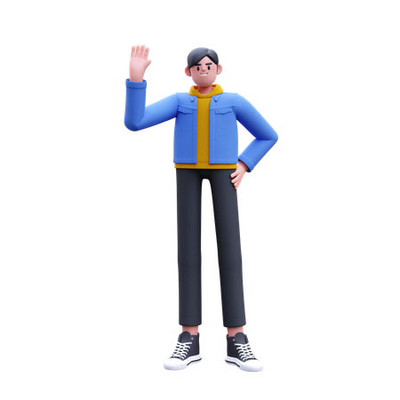 Man Waving Hand  3D Illustration