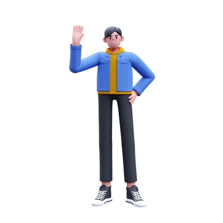 Man Waving Hand  3D Illustration