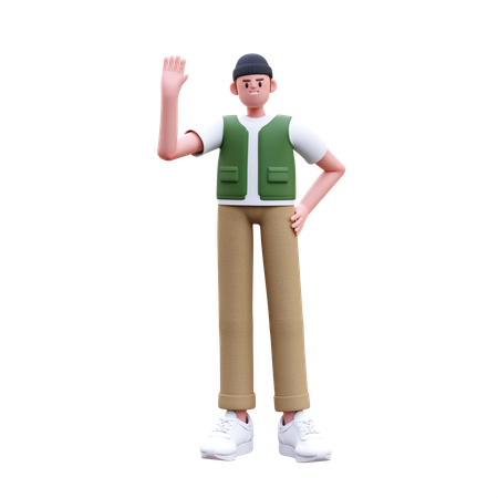 Man Waving Hand  3D Illustration