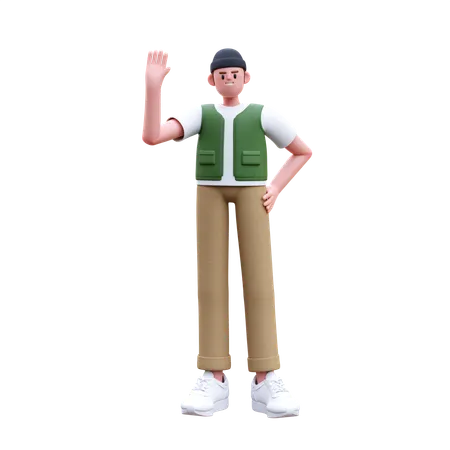 Man Waving Hand  3D Illustration