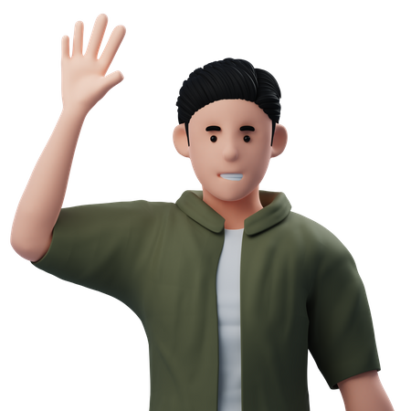 Man Waving Hand  3D Illustration