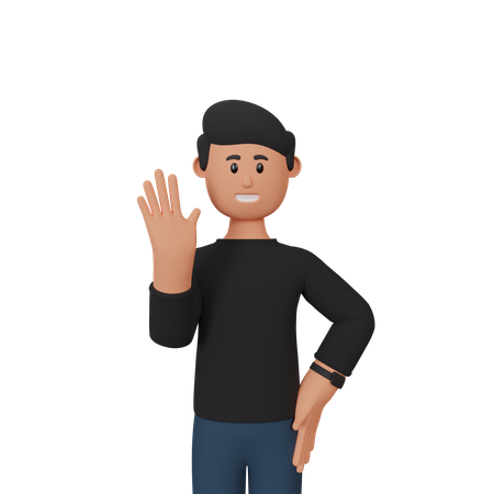 Man waving hand  3D Illustration