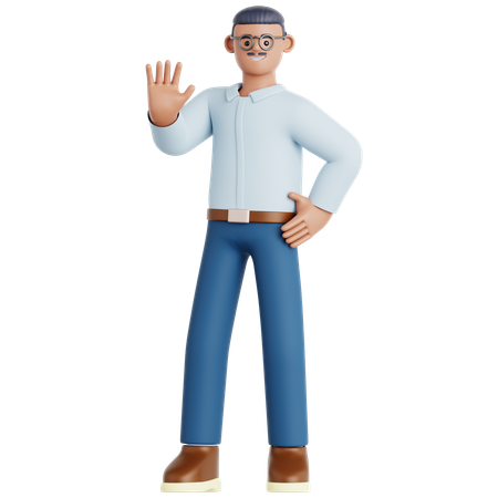 Man Waving Hand  3D Illustration