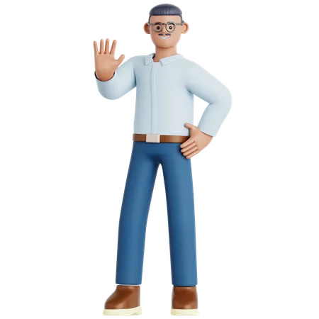 Man Waving Hand  3D Illustration