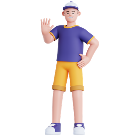 Man Waving Hand  3D Illustration