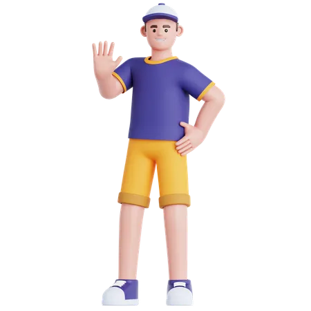 Man Waving Hand  3D Illustration