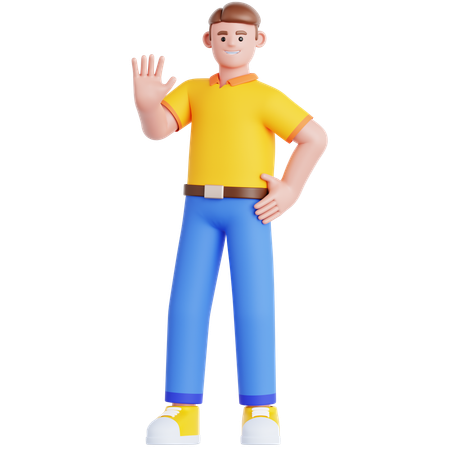 Man Waving Hand  3D Illustration