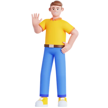 Man Waving Hand  3D Illustration