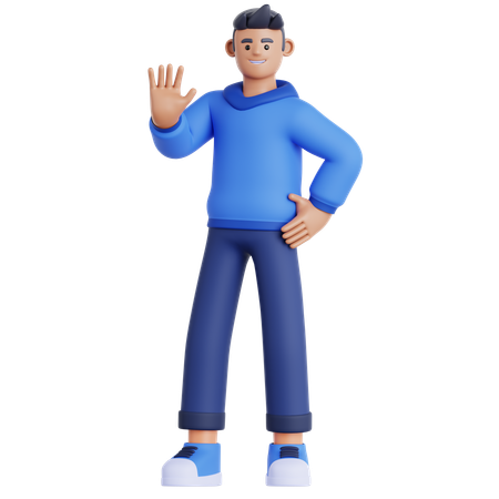 Man Waving Hand  3D Illustration