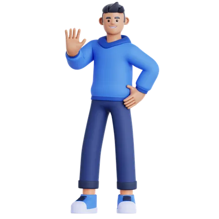 Man Waving Hand  3D Illustration