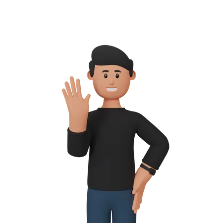 Man waving hand 3D Illustration
