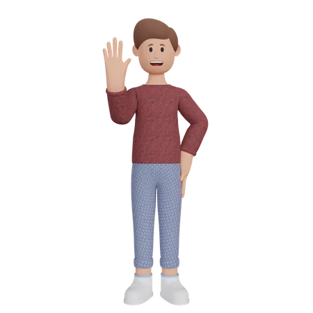 Man waving hand 3D Illustration