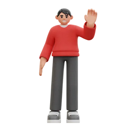 Man waving hand 3D Icon