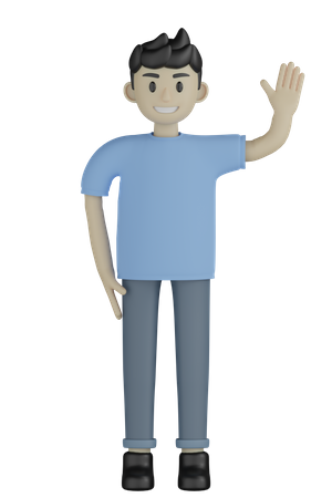 Man Waving Hand 3D Illustration