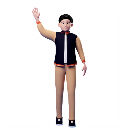 Man waving hand and saying hello  3D Illustration