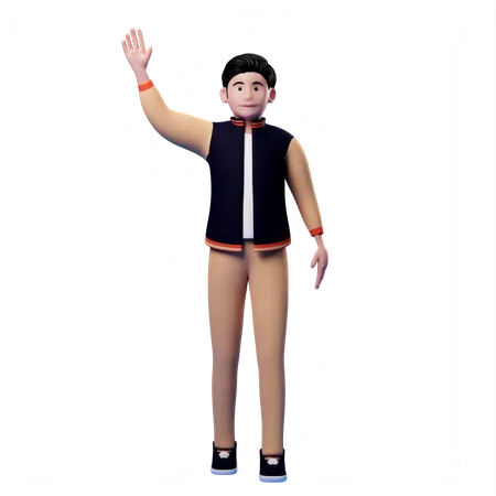 Man waving hand and saying hello  3D Illustration