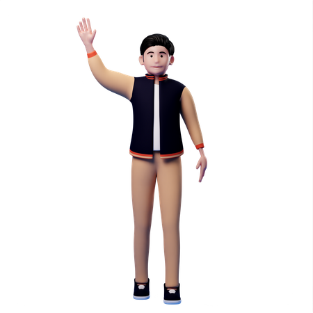 Man waving hand and saying hello  3D Illustration