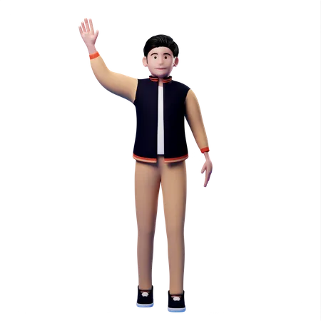 手を振って挨拶する男性  3D Illustration