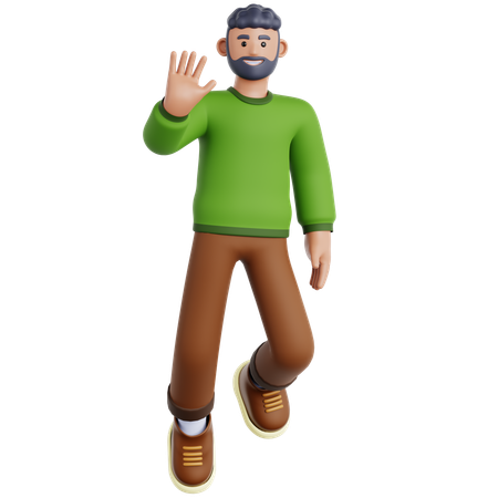 Man Waving Hand While Floating  3D Icon