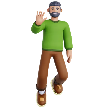 Man Waving Hand While Floating  3D Icon