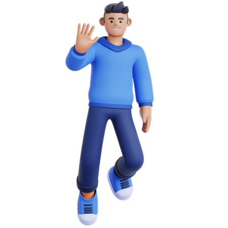 Man Waving Hand While Floating  3D Illustration