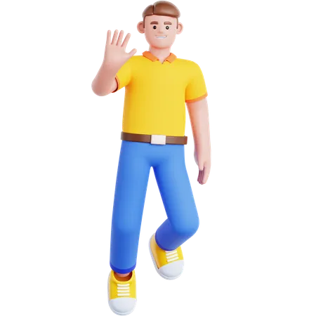 Man Waving Hand While Floating  3D Illustration