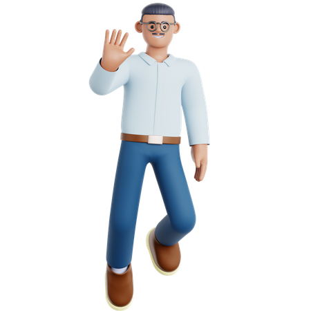 Man Waving Hand While Floating  3D Illustration